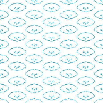 Cloud pixel art pattern seamless. 8 bit background Stock Illustration