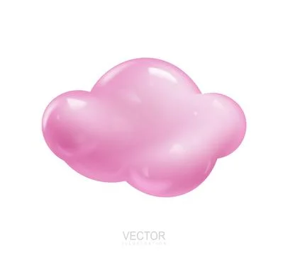Cloud plastic. Realistic pink cloud outdoor. 3d realistic render object 스톡 일러스트