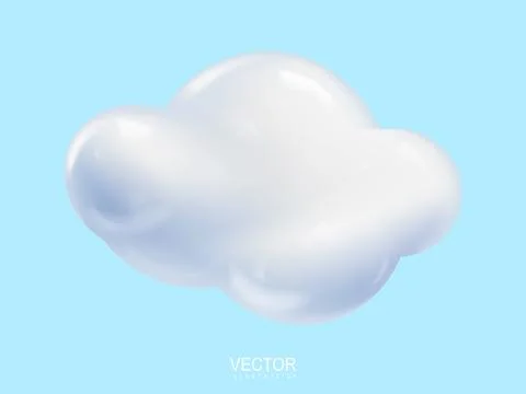 Cloud plastic. Realistic soft trendy 3d cloud. render atmosphere rounded it.. Stock Illustration