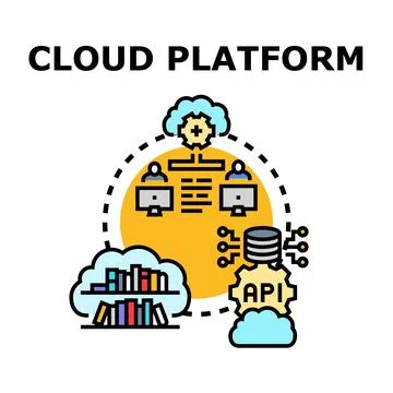 Cloud platform concept connecting users and data イラスト素材