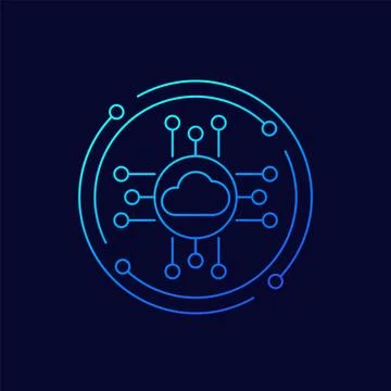 Cloud platform icon, linear design 스톡 일러스트