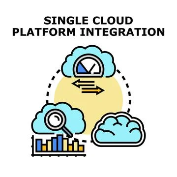 Cloud platform integration connecting data analysis and performance イラスト素材