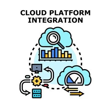 Cloud platform integration data analysis and management Stock Illustration