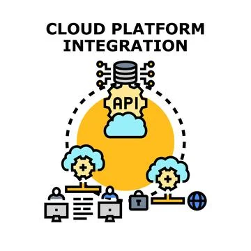 Cloud platform integration for seamless data management Stock Illustration
