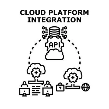 Cloud platform integration for seamless data management Stock Illustration
