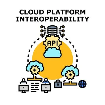 Cloud platform interoperability concept for secure data integration 스톡 일러스트