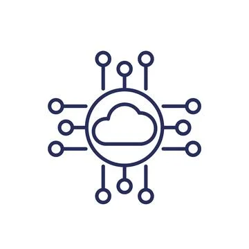Cloud platform line icon on white Illustrazione stock