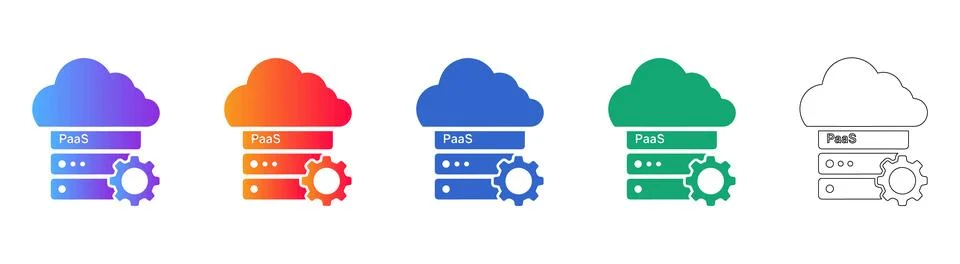 Cloud Platform as a Service PaaS Icon Set Stock Illustration