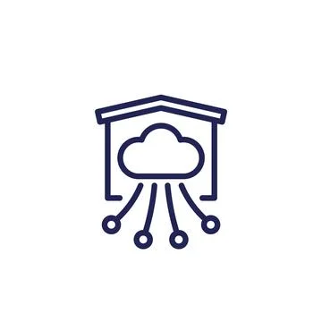 Cloud platform for a warehouse line icon Stock Illustration