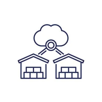 Cloud platform for warehouses line icon, vector Stock Illustration