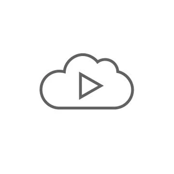 Cloud with play button line icon Illustrazione stock