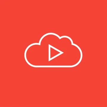 Cloud with play button line icon 库存插图