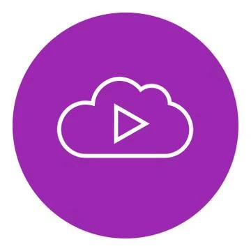 Cloud with play button line icon イラスト素材