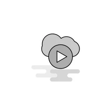 Cloud play  Web Icon. Flat Line Filled Gray Icon Vector イラスト素材