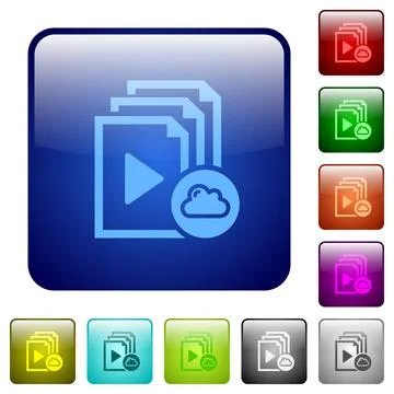 Cloud playlist color square buttons Stockillustratie