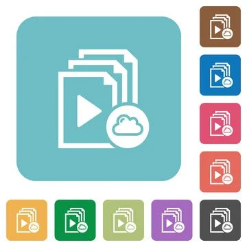 Cloud playlist rounded square flat icons 스톡 일러스트