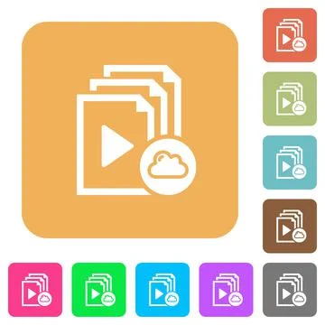Cloud playlist rounded square flat icons Illustrazione stock