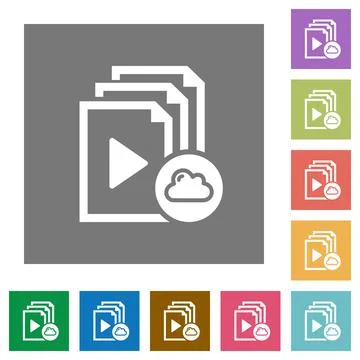 Cloud playlist square flat icons Stock Illustration