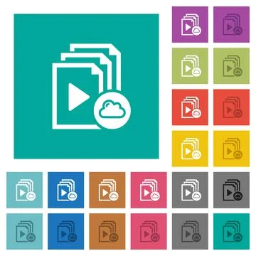 Cloud playlist square flat multi colored icons Stock Illustration