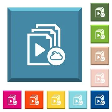 Cloud playlist white icons on edged square buttons 스톡 일러스트