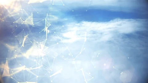 Cloud Plexus Computed Loop Technology Weather Line Dot Blue Economy Business Stock Footage 103036677