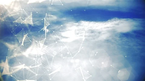 Cloud Plexus Computed Loop Technology Weather Line Dot Blue Economy Business Stock Footage 103084199