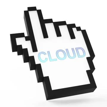 Cloud Pointer Shows Online Storage 3d Rendering イラスト素材