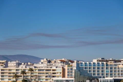 Cloud of pollution due to a fire over Antibes Juan les Pins France Stock Photos