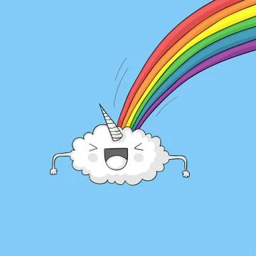 Cloud pooping rainbow Stock Illustration