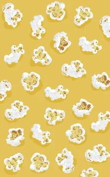Cloud popcorn seamless pattern with yellow background.  Stock Illustration