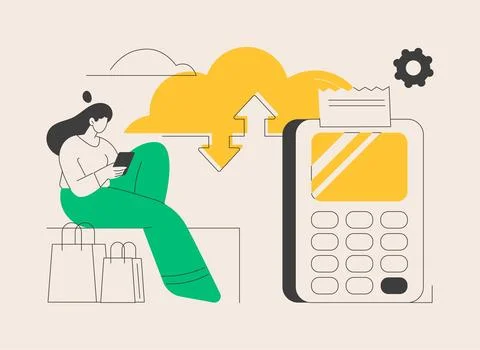 Cloud POS abstract concept vector illustration. Stock Illustration