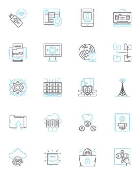 Cloud possibility linear icons set. Cloud, Possibility, Innovation, Flexibility 스톡 일러스트
