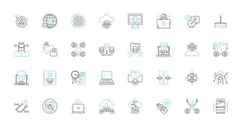 Cloud possibility linear icons set. Cloud, Possibility, Innovation, Flexibility Stock Illustration