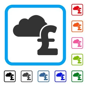 Cloud Pound Banking Framed Icon 스톡 일러스트