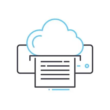 Cloud print line icon, outline symbol, vector illustration, concept sign Stock Illustration