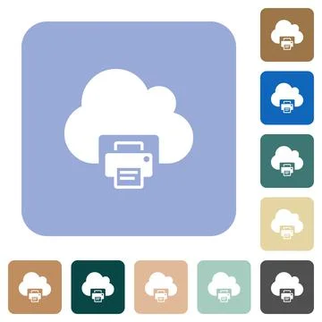 Cloud printing rounded square flat icons Illustrazione stock