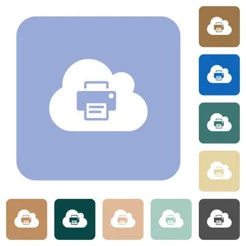 Cloud printing rounded square flat icons Illustrazione stock