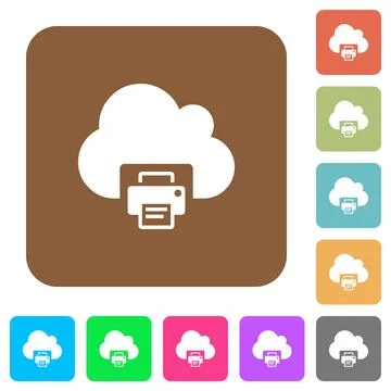 Cloud printing rounded square flat icons 스톡 일러스트