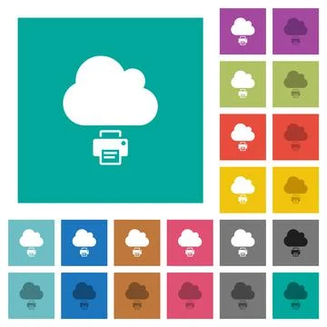 Cloud printing square flat multi colored icons Illustrazione stock