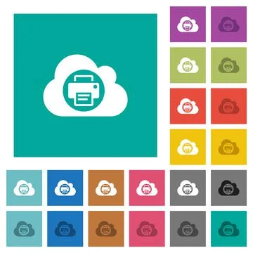 Cloud printing square flat multi colored icons Illustrazione stock