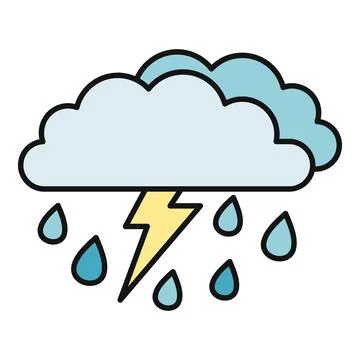 Cloud producing lightning and rain weather icon Stock Illustration
