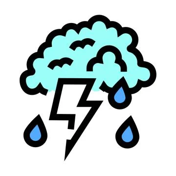 Cloud producing rain and lightning thunderstorm weather Stock Illustration