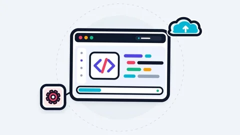 Cloud programming and software development concept illustration Stock Footage 348480152