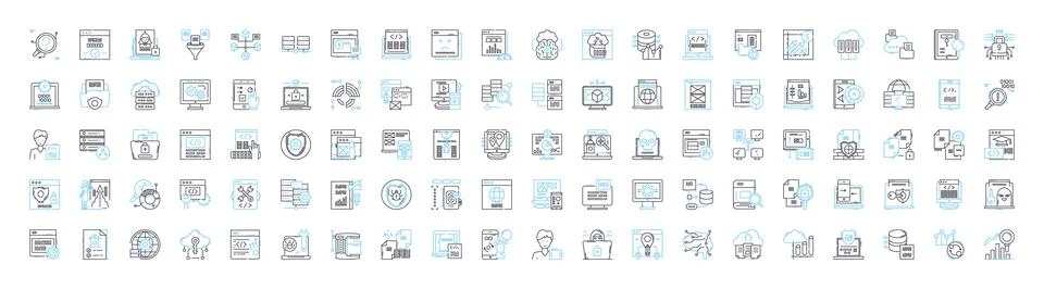 Cloud programming vector line icons set. Cloud, Programming, Computing, Data Stock Illustration