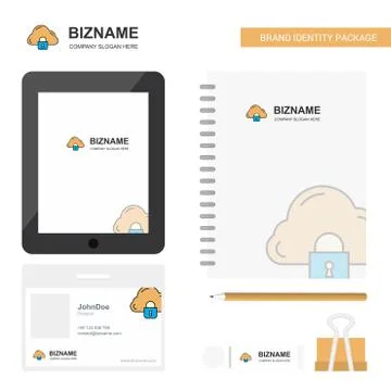 Cloud protected Business Logo, Tab App, Diary PVC Employee Card and USB Brand イラスト素材