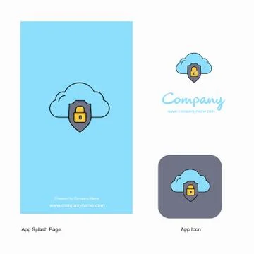 Cloud protected  Company Logo App Icon and Splash Page Design. Creative Busin Illustrazione stock