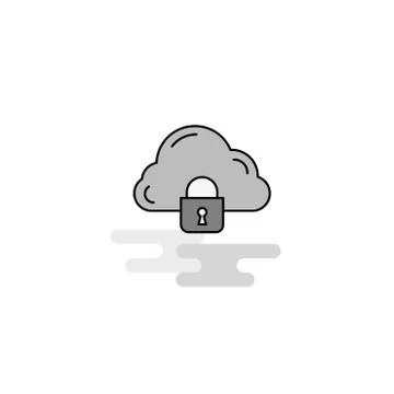 Cloud protected Web Icon. Flat Line Filled Gray Icon Vector Stock Illustration