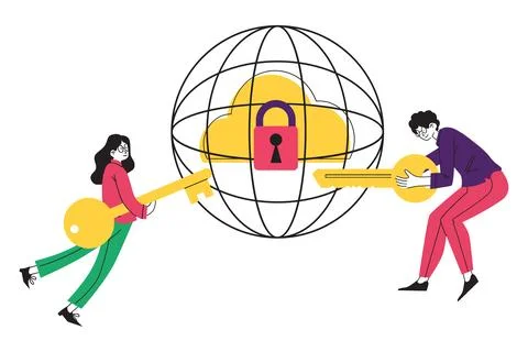 Cloud Protection and Data Security 스톡 일러스트