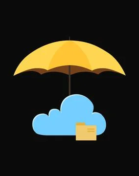 Cloud Protection Concept with Umbrella 3D Render イラスト素材