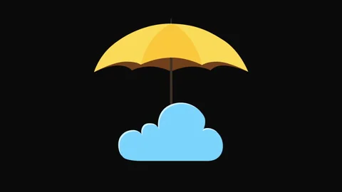Cloud Protection Concept with Umbrella Flat Illustration Stock Footage 340964636